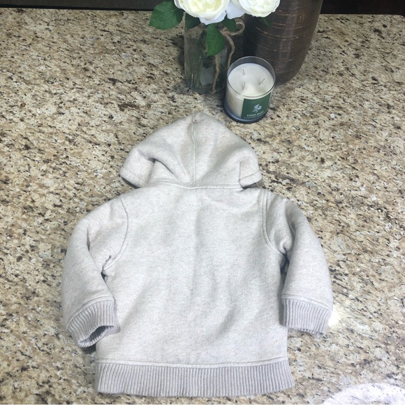 GAP Pullover Hoodie Sherpa Lined Tan Gray 3T - Picture 5 of 6